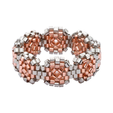 Anillo Diamantes Cuadrados Plata Ajustable Rosa